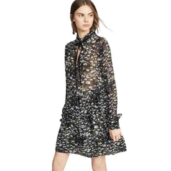 NWT GANNI Georgette Floral Mini Dress Size XXS - Picture 1 of 13